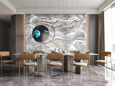 Modern Dining Table and Chair Combination 3d model