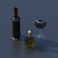 Elegant Tableware Set with Red Wine Bottle Glass and Olive Oil Bottle for Dining