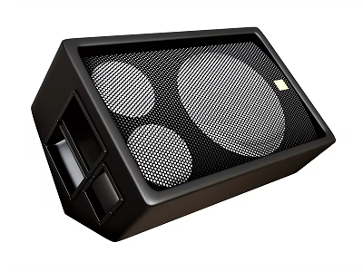 Black Audio Speaker with Three Circular Drivers and Mesh Grille Design 3d model
