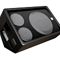Black Audio Speaker with Three Circular Drivers and Mesh Grille Design 3d model