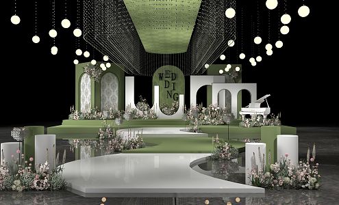 Modern Wedding Scene Ballroom Wedding Beauty 3d model