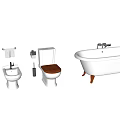 Modern White Toilet With Bathtub Washbasin Faucets And Bathroom Fixtures
