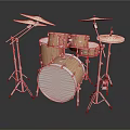 Natural Wood Drum Set With Multiple Drums Cymbals And Sturdy Stands For Home Use