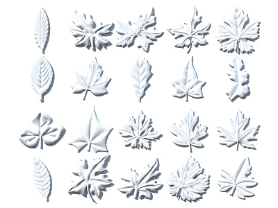 Decorative Varied Leaf Shaped Carvings Designs With Intricate Patterns And Details 3d model