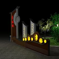 Traditional Wooden Signage for Happy Village Ecological Park with Welcome Inscriptions and Night Lighting