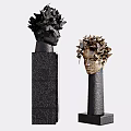 Modern Artistic Head Sculptures With Intricate Leaf Petal Design And Textured Bases