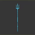 Iconic Game And Movie Character With Shiny Blue Metal Trident Weapon