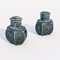 Two Traditional Ceramic Jars With Intricate Carved Patterns And Lids