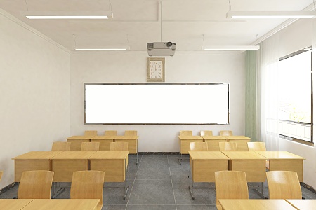 modern classroom 3d model