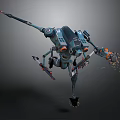 Futuristic Mechanical Beast Featuring Robotic Limbs Sharp Claws And Blue Orange Design 3d model