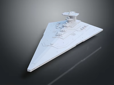 White Triangular Spaceship Model With Detailed Upper Deck And Smooth Surface 3d model