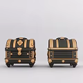 Ornate Black And Gold Treasure Chests With Decorative Metal Accents And Feet