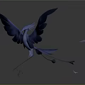 Elegant Blue Bird With Spread Wings In Paper Art Style Design