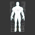 Iron Man 3D Model Character With Gray Armor Blue Eyes And Futuristic Design