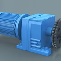 Blue Industrial Gear Motor With Gearbox And Mechanical Gear Components