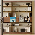Wooden Bookcase With Multiple Shelves Displaying Books Decorative Items Photo Frames And Bowls