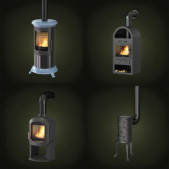 modern stove fireplace 3d model