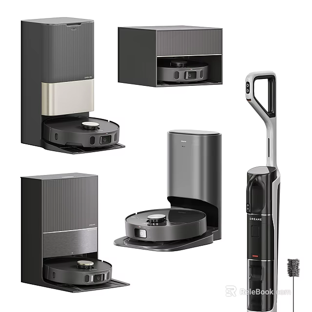 Intelligent Machines For Home With Robotic Vacuum Cleaners And Charging Stations 3d model 