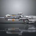 Futuristic Sci Fi Gun With Sleek White And Orange Design Advanced Scope And Metallic Components