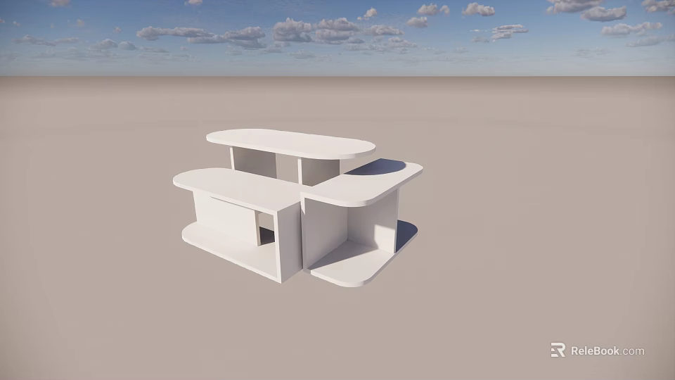 White Modern Display Shelves With Multi Tiered Structure For Retail 3d model