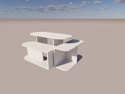 White Modern Display Shelves With Multi Tiered Structure For Retail 3d model