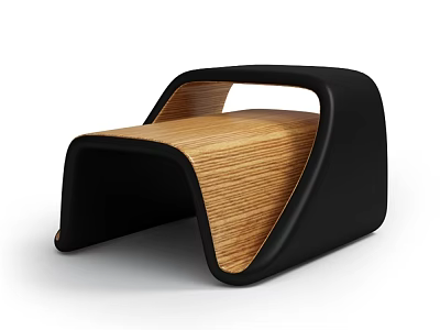 Stylish Modern Sofa Bench With Black Frame And Wooden Seat Design 3d model