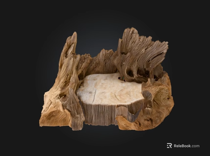 Natural Wood And Stone Decorative Sculpture With Organic Texture And Artistic Design 3d model 