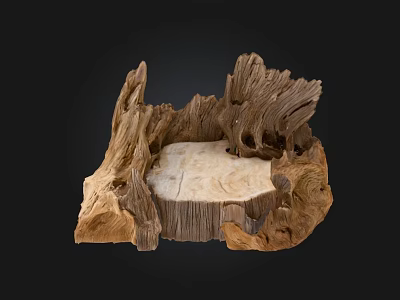 Natural Wood And Stone Decorative Sculpture With Organic Texture And Artistic Design 3d model