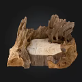 Natural Wood And Stone Decorative Sculpture With Organic Texture And Artistic Design