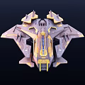 Futuristic Cosmic Spaceship With Aerodynamic Structure And Yellow Brown Accents