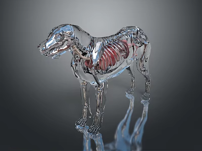 Transparent Dog Skeleton Model as Medical Device for Veterinary Anatomical Education 3d model