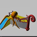 Colorful Octopus Shaped Children's Slide With Blue Slide And Red Decorative Rails