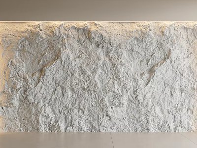 White Rough Textured Background Wall With Top Soft Lighting For Modern Interior 3d model