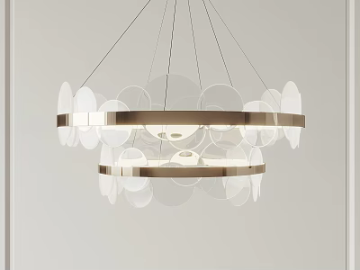 Elegant Modern Circular Layered Chandelier With Transparent Glass Panels And Metallic Frame 3d model
