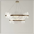 Elegant Modern Circular Layered Chandelier With Transparent Glass Panels And Metallic Frame