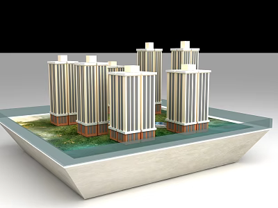 Commercial Equipment For Architectural Model Making With High Rise Building Structures 3d model
