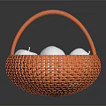 Orange Woven Basket Filled With White Eggs On Dark Surface