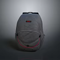 Gray Backpack with Red Accents Durable Fabric Design for Everyday Use 3d model