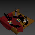 Firearm Accessories Display With Pistol Bullets Colorful Boxes And Parts