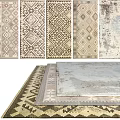 Square Carpets Featuring Geometric Patterns Various Designs And Neutral Tones In Stacked 3d model