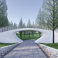 curved arch bridge landscape bridge 3d model