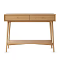 Modern Wooden Bedside Table With Two Drawers Open Shelf And Simple Design 3d model