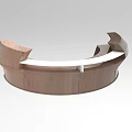 Modern Curved Reception Desk With Wooden Structure And White Countertop Design