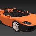 Orange Convertible Sports Car With Open Top Black Seats And White Wheels