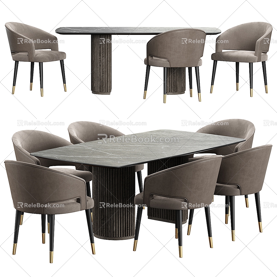 Dining table and chair 3d model