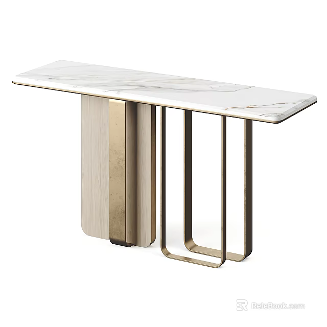 Elegant Modern Console Table With Marble Top And Metal Frame Design 3d model 