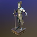 Historical Medieval Armor Clothing Front And Back Display With Intricate Metal Design On Stands