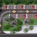 Eco Friendly Parking Lot Design With Green Plants Entrance Exit And Natural Landscape