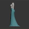 White Long Sleeve Fitted Top With Light Blue Flared Maxi Skirt Fashion Outfit