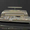 Modern Multi tiered Storage Organizer With Top Platform And Gold Trim Compartments